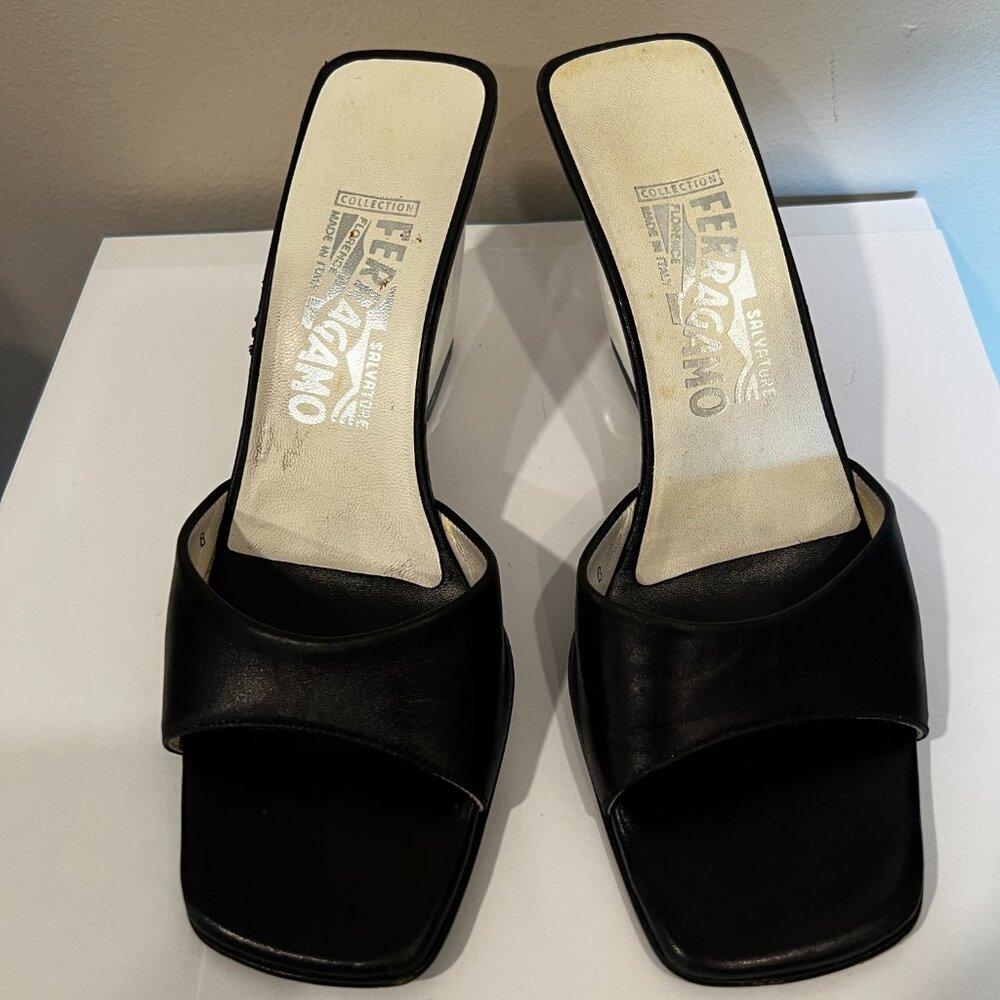 Salvatore Ferragamo-Sandal-Vintage-Black/White-Size 7 (say 8 on shoe)